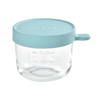 BEABA glass container 150ml with sky blue lid