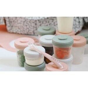 1st meal set - 12 storage cups of 3 different sizes + 2 spoons