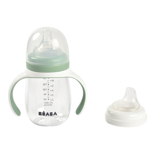 BEABA 2 in 1 training bottle 210ml - sage green