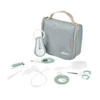 BEABA toiletry bag with 9 essentials - sage green