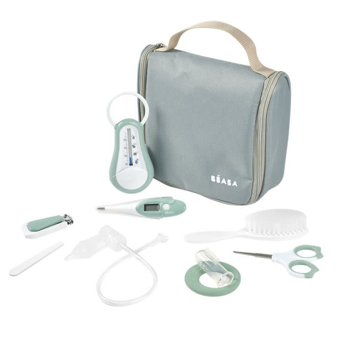 toiletry bag with 9 essentials - sage green