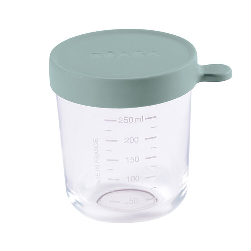 BEABA glass container 250ml with eucalyptus green lid