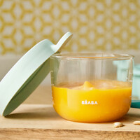 BEABA glass container 150ml with sky blue lid
