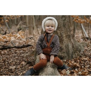 footed teddy cotton tights - cinnamon