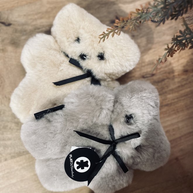 flatout sheepskin teddy bear - latte