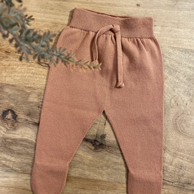 liam knit trousers with feet - clay