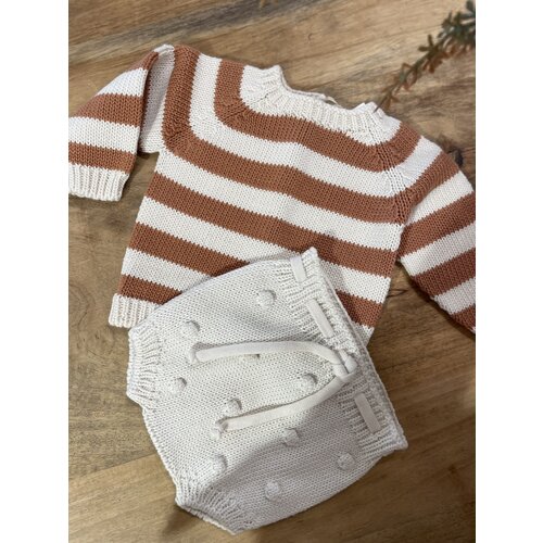 LI & ME thomas striped knit sweater - cream & clay