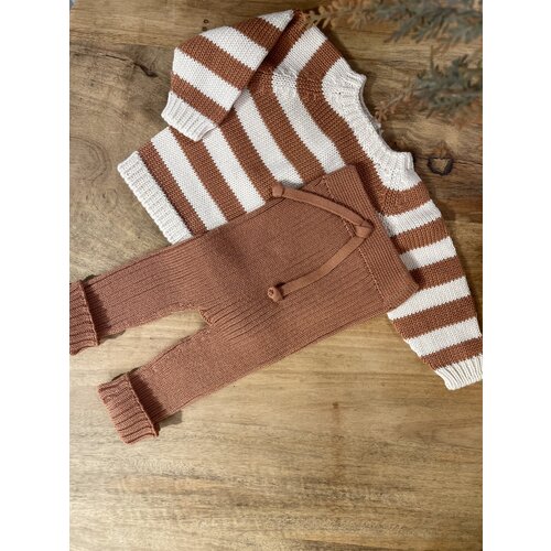 LI & ME thomas striped knit sweater - cream & clay