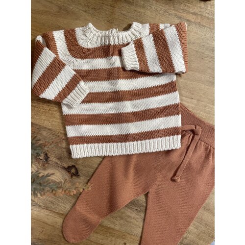 LI & ME thomas striped knit sweater - cream & clay