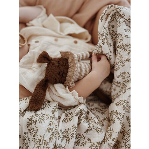 MAIN SAUVAGE bunny knit  toy - sand striped romper