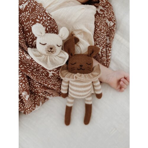 MAIN SAUVAGE bunny knit  toy - sand striped romper