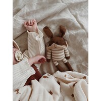 MAIN SAUVAGE bunny knit  toy - sand striped romper