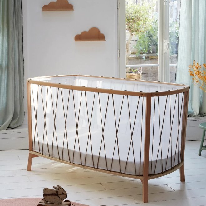 kimi baby bed - hazelnut + organic mattress