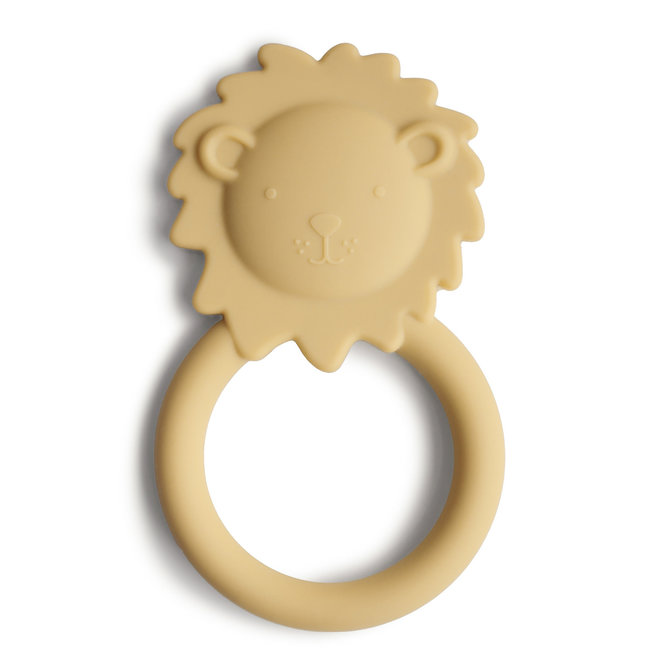 lion teether - soft yellow