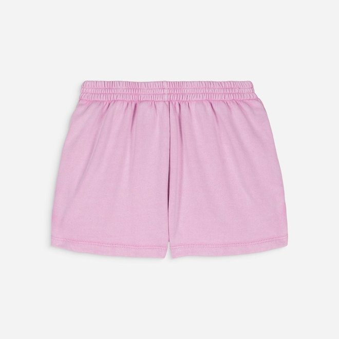 short liam fleece super pink + logo azzurro