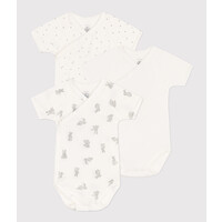 PETIT BATEAU 3 pack wrap-around body short sleeves - rabbit/white/star