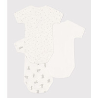 PETIT BATEAU 3 pack wrap-around body short sleeves - rabbit/white/star