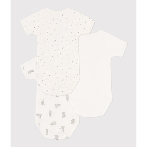 PETIT BATEAU 3 pack wrap-around body short sleeves - rabbit/white/star