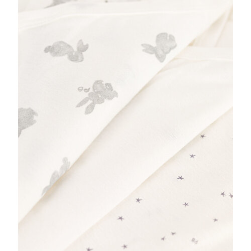 PETIT BATEAU 3 pack wrap-around body short sleeves - rabbit/white/star