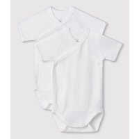 PETIT BATEAU 2 pack wrap-around body short sleeves - white