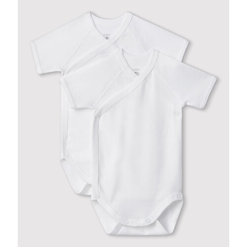 PETIT BATEAU 2 pack wrap-around body short sleeves - white
