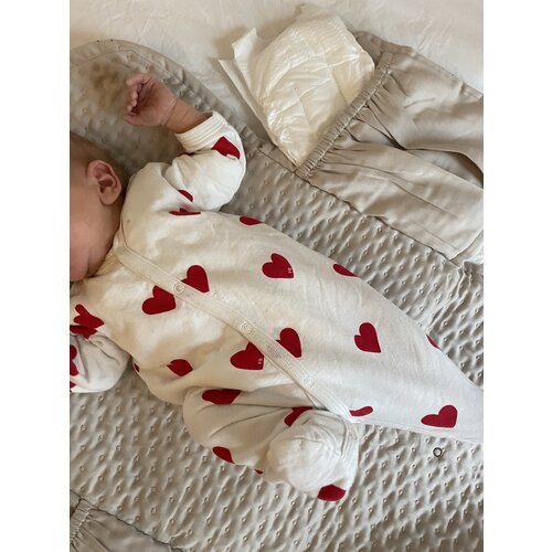 PETIT BATEAU baby sleepsuit  - hearts - fleece