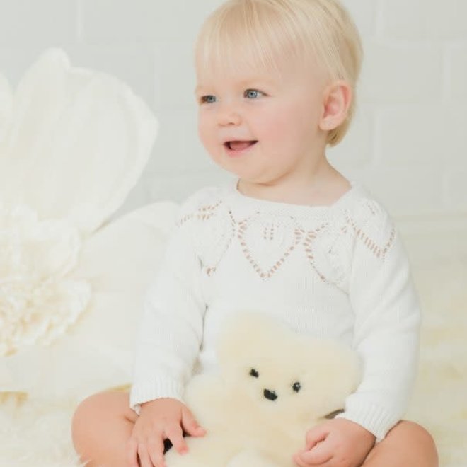 flatout sheepskin teddy bear - milk