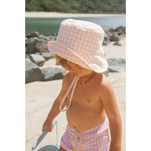 bucket hat - apricot gingham