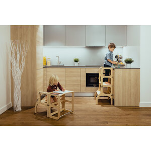 ombouwbare leertoren step'n sit - hout met gouden scharnieren