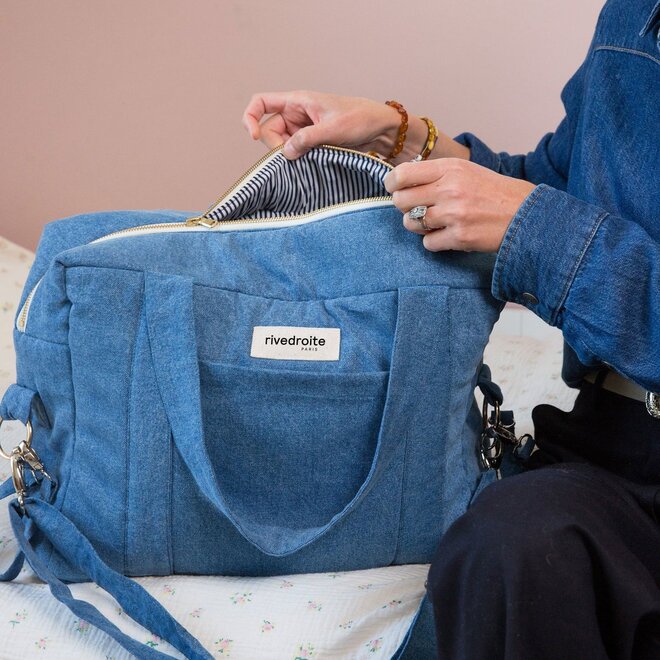 darcy - diaper bag recycled denim - clair