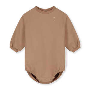 baby sweater romper - biscuit