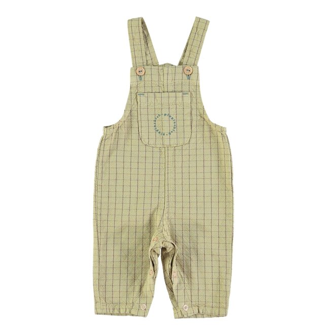 baby dungarees - sage green- checkered