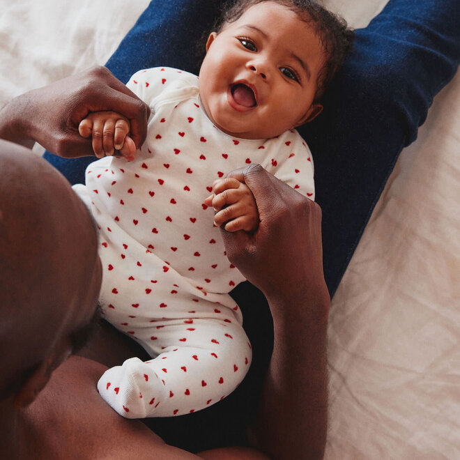 velour sleepsuit with feet - hearts