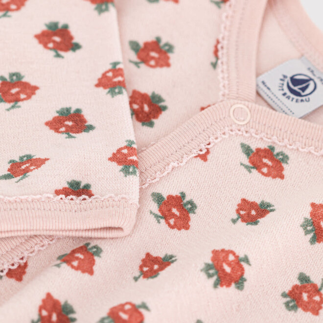 velour sleepsuit with feet - flowers