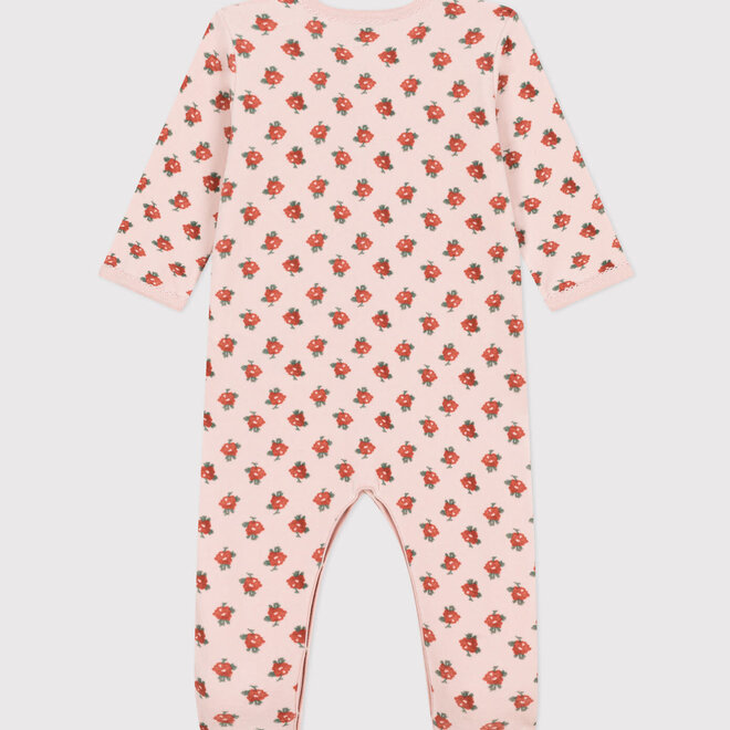 velour sleepsuit with feet - flowers