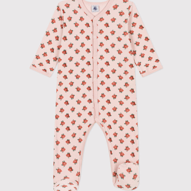 velour sleepsuit with feet - flowers