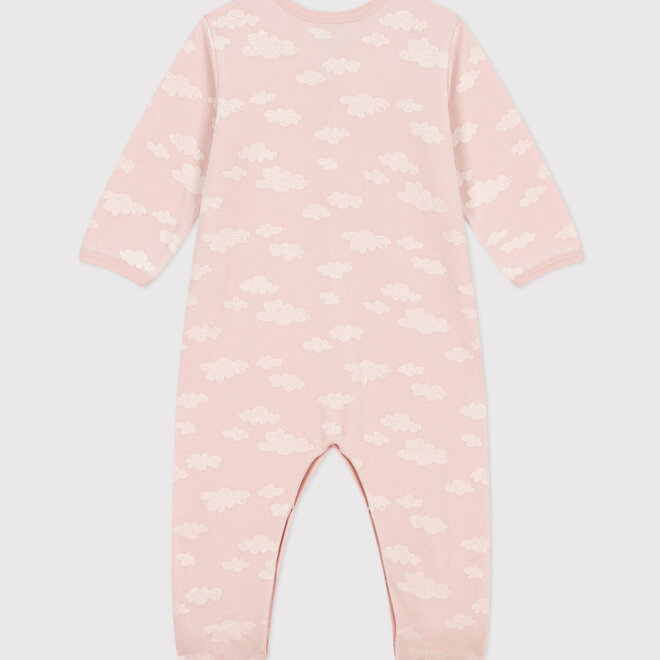 velour sleepsuit with feet - clouds