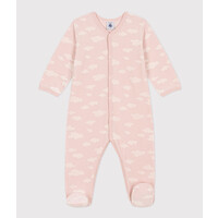 PETIT BATEAU velour sleepsuit with feet - clouds