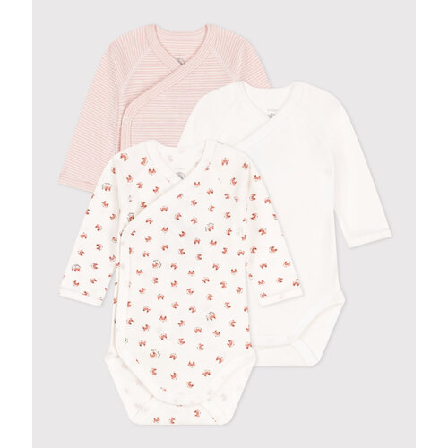 PETIT BATEAU 3 pack wrap-around body long sleeves - stripes & animals