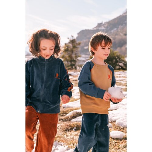 WE ARE KIDS sweater henri fleece - toffee/midnight blue