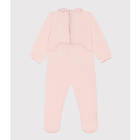 PETIT BATEAU velvet onesie with collar - pink
