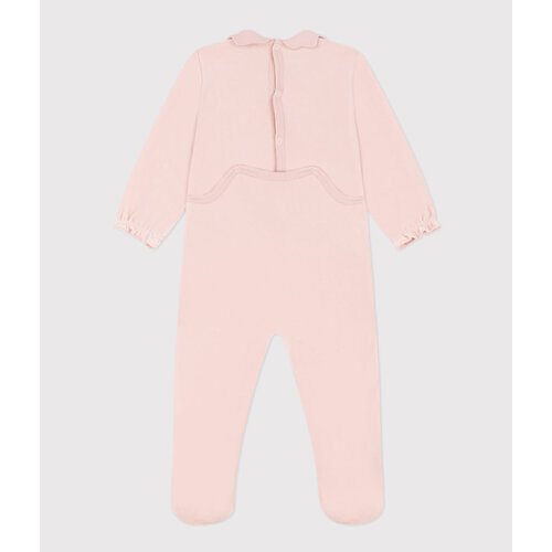 PETIT BATEAU velvet onesie with collar - pink