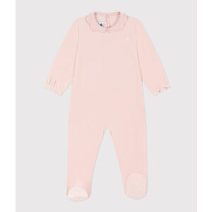 velvet onesie with collar - pink