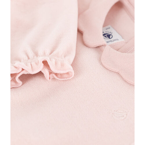 PETIT BATEAU velvet onesie with collar - pink