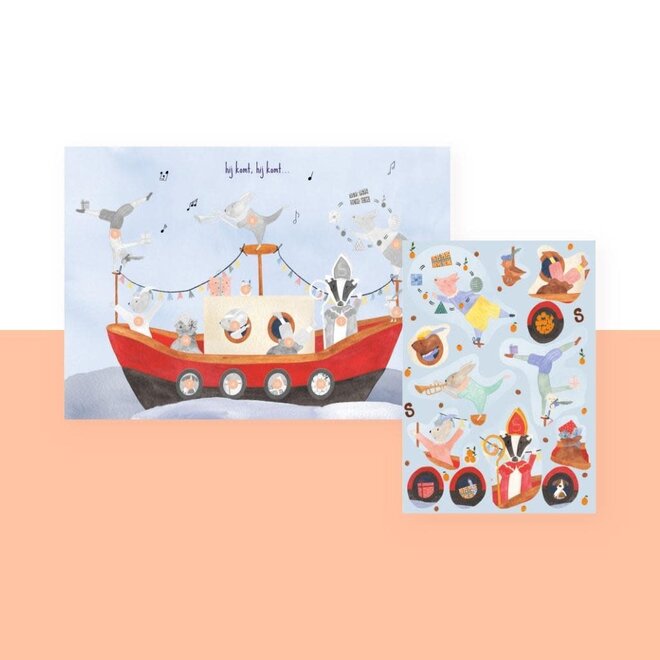 aftelkalender sint & piet A3 + stickervel A4