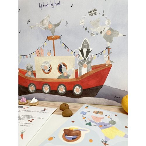 aftelkalender sint & piet A3 + stickervel A4 STUDIO BERTHA aftelkalender sint & piet A3 + stickervel A4