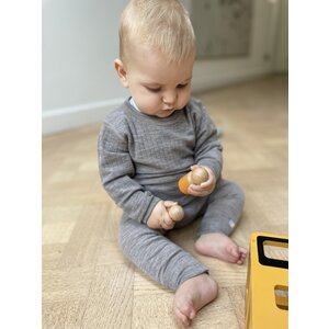basic shirt long sleeves - sesame - 100% wool