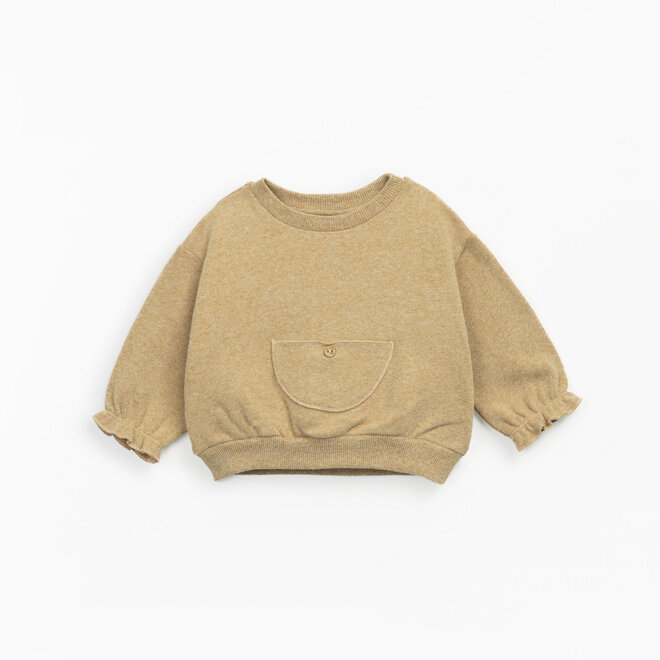 fleece sweater with pocket - nature/melange