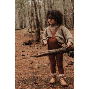 footless teddy cotton tights - cinnamon