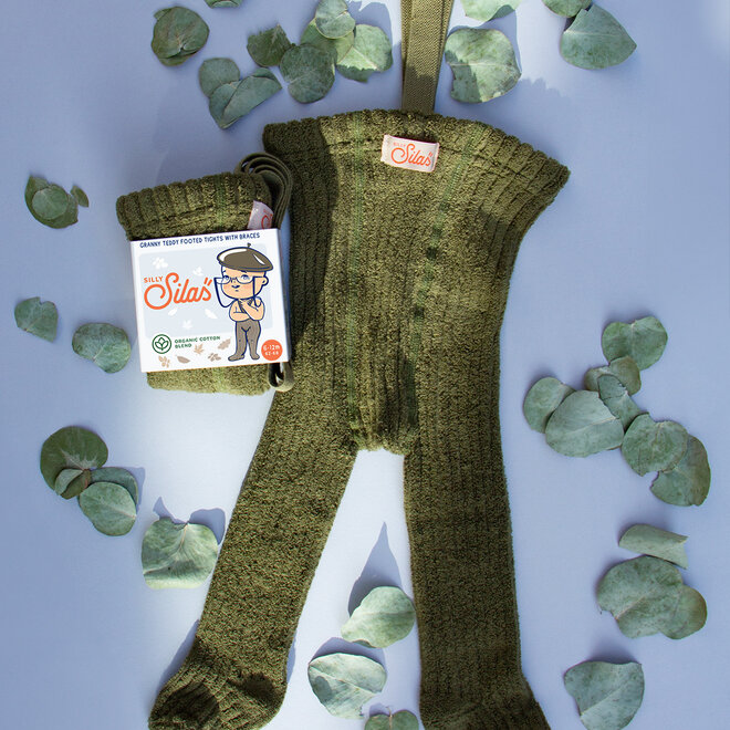 footed granny tights - olive